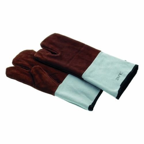 1 Paar Leder Backhandschuhe Hitzeschutzhandschuhe 3 Finger Ofenhandschuhe